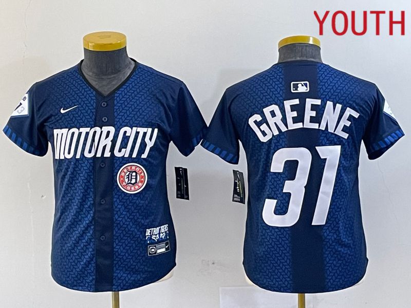 Youth Detroit Tigers #31 Greene Blue City Edition Nike 2024 MLB Jersey style 4->youth mlb jersey->Youth Jersey